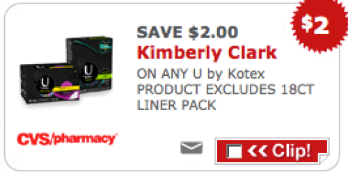 New $2/1 U by Kotex Product CVS Store Coupon = Better Than FREE U by Kotex Products (Thru 11/23)