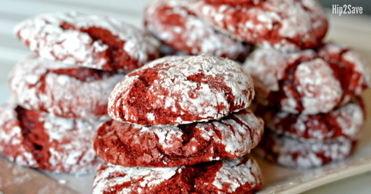 red velvet box cake cookies recipe – closeup on a plate