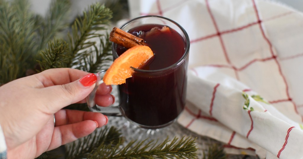 holding mulled wine