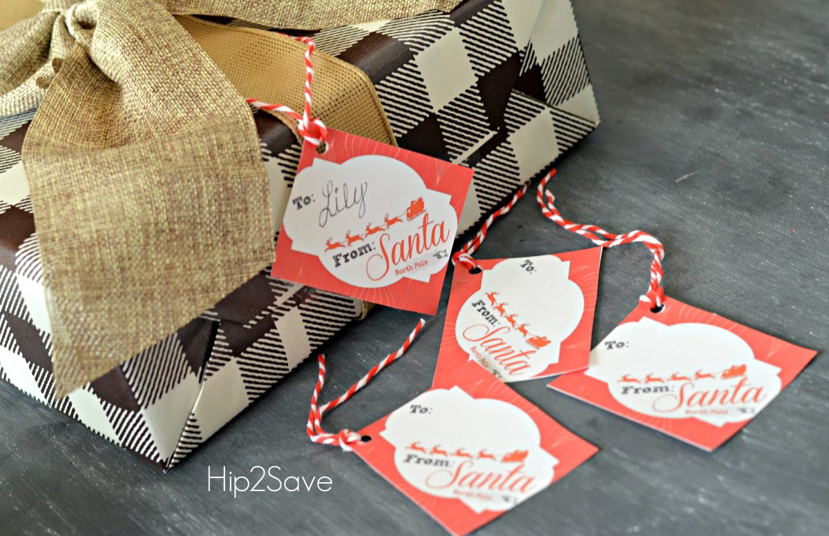 Printable Gift Tags from Santa on a present