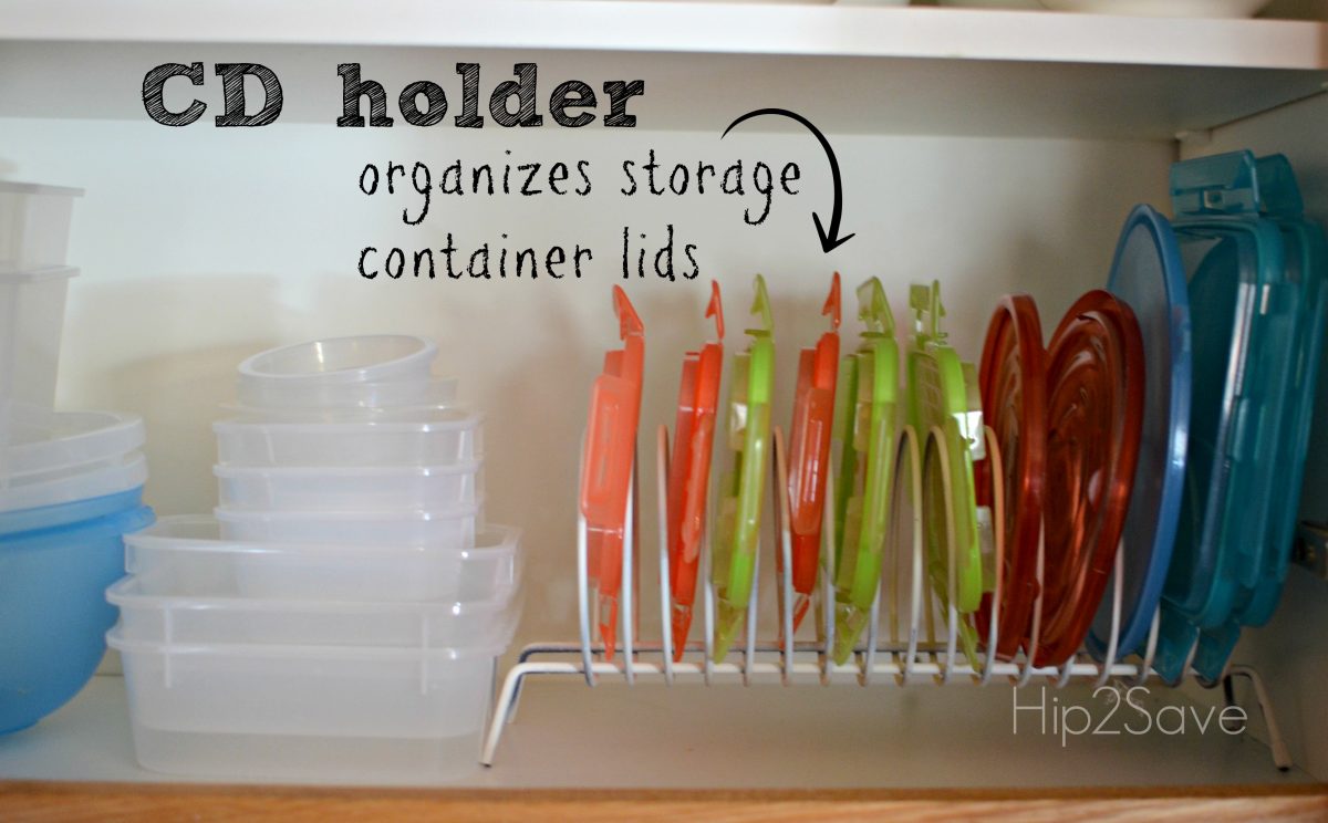 CD holder organizes storage container lids Hip2Save