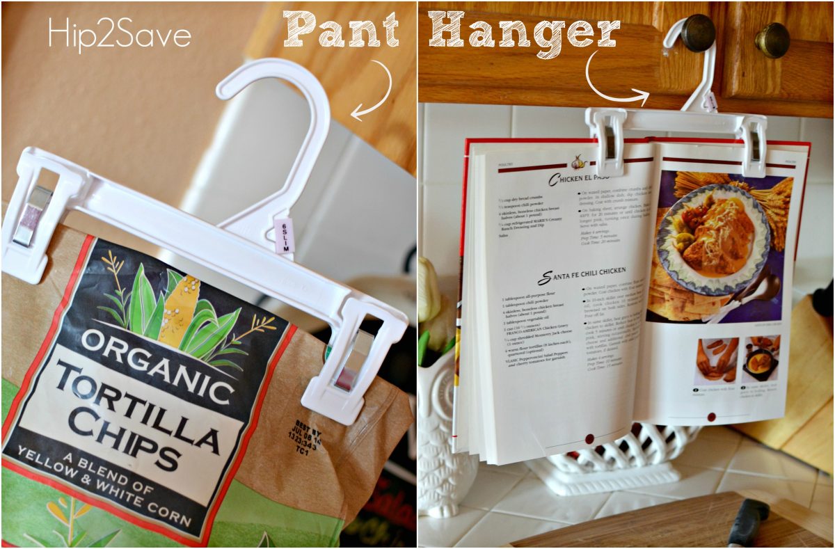 Re-Purpose Pant Hangers as a chip clip or cookbook holders Hip2Save