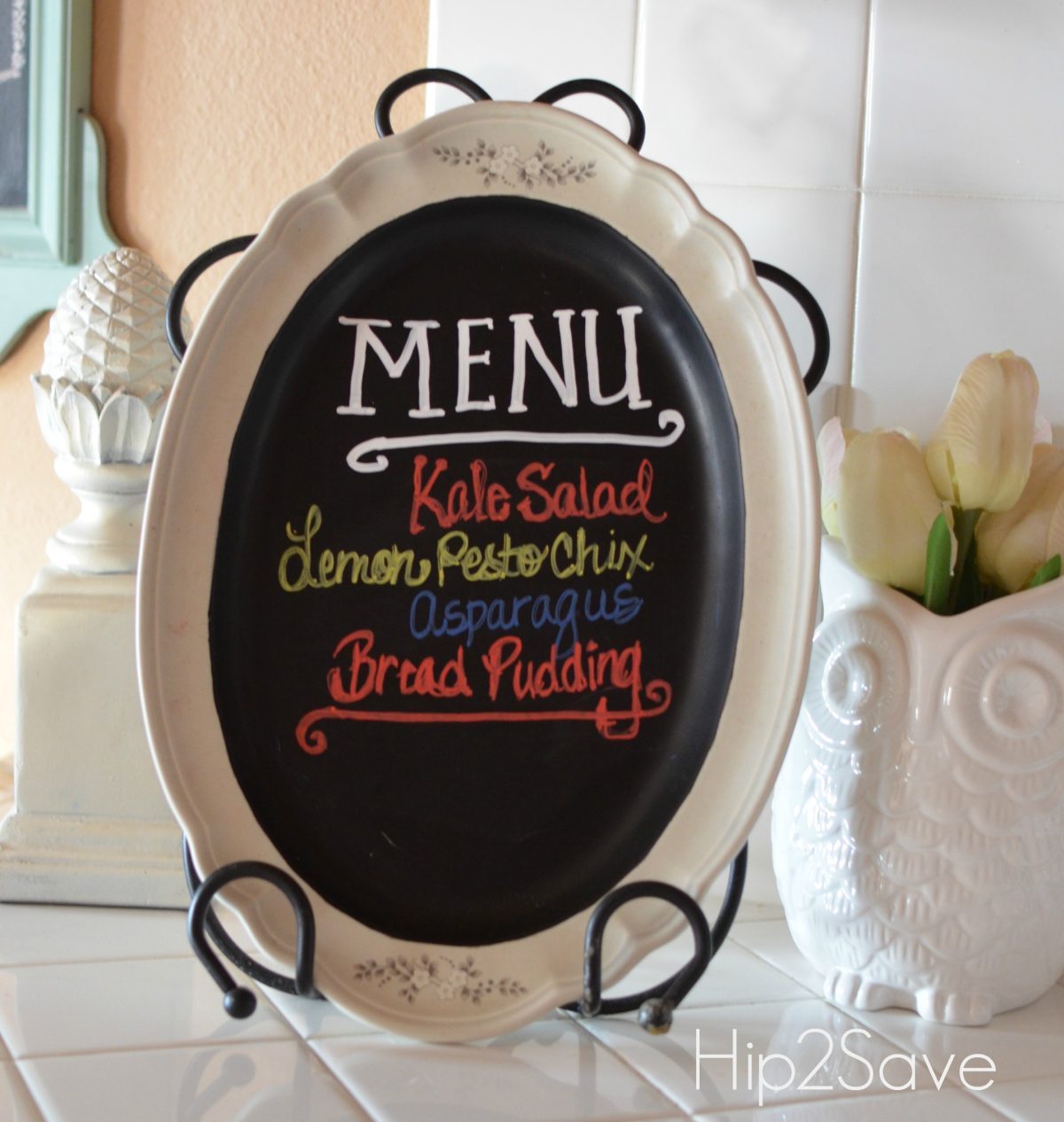 White Platter to Menu Chalkboard