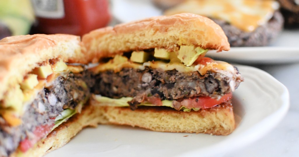 cut open black bean burger