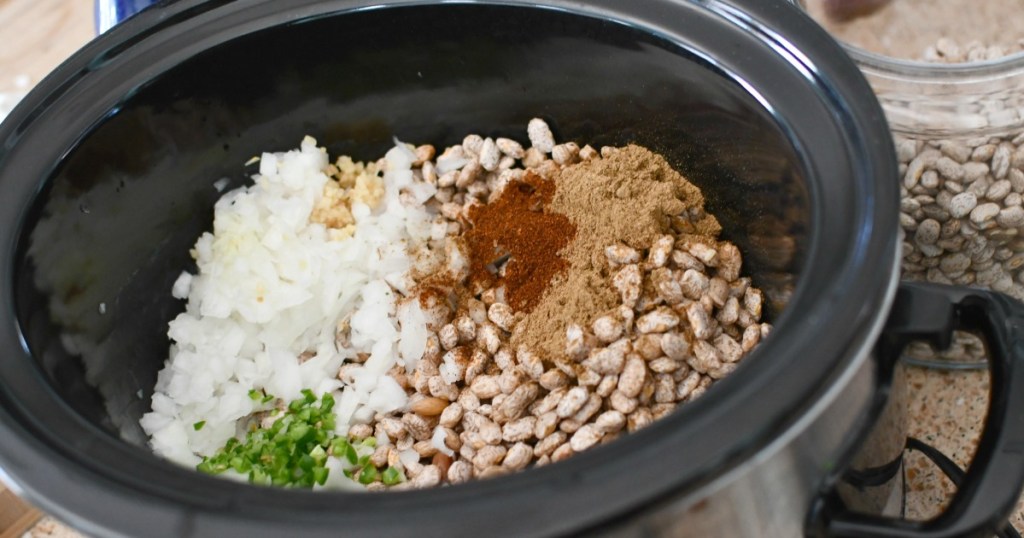 refried beans in a crock-pot