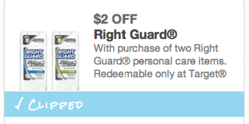 Target: New $2/2 Right Guard Personal Care Items Coupon = Deodorant Possibly as Low as Only 26¢ each