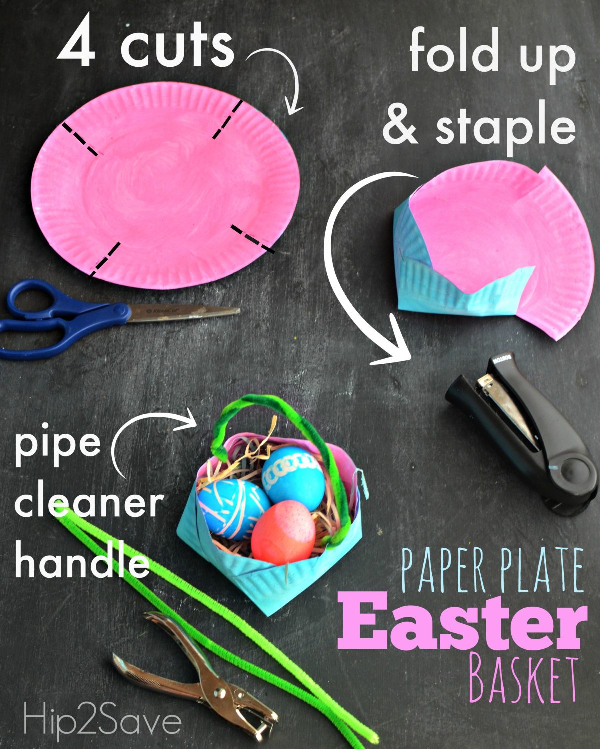 How to make an Easter basket out of a paper plate