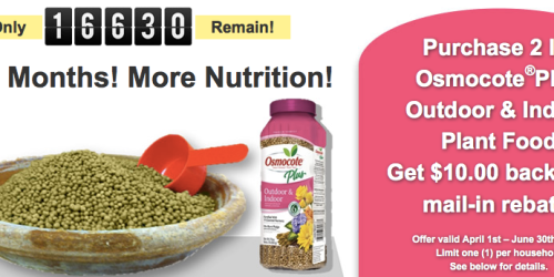 $10 Osmocote Mail-In Rebate (Limited Availability) = FREE Smart-Release Plant Food At Home Depot