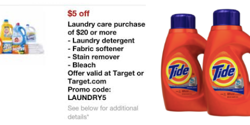 Target: $5 Off a Laundry Purchase of $20 or More (Live NOW!) – Text LAUNDRY to 827438 + Scenario