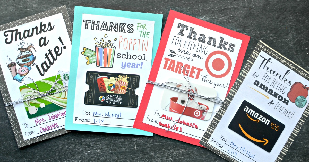 printable gift card holder for teachers