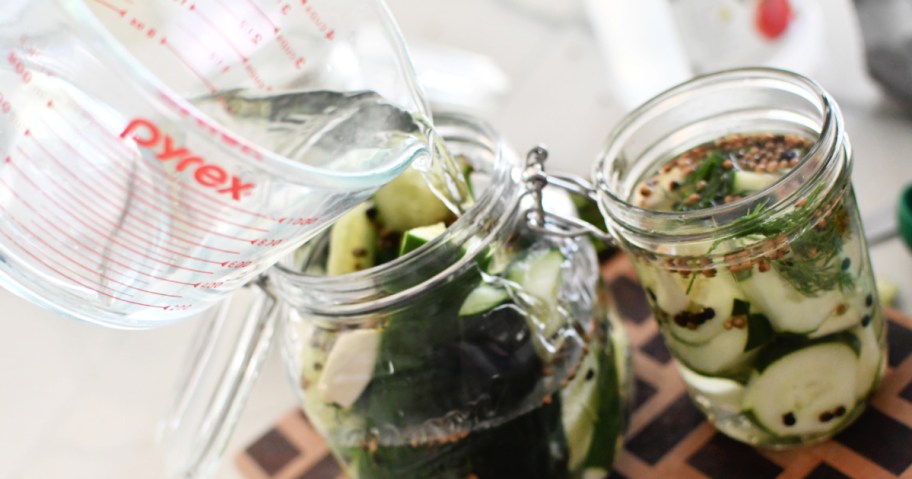 adding brine to refrigerator pickles