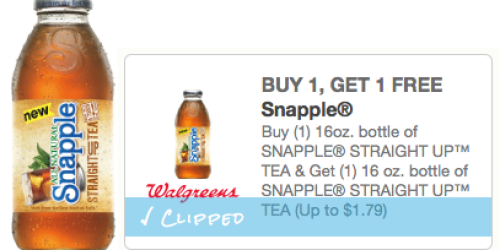 New Buy 1 Get 1 Free Snapple Straight Up Tea Coupon