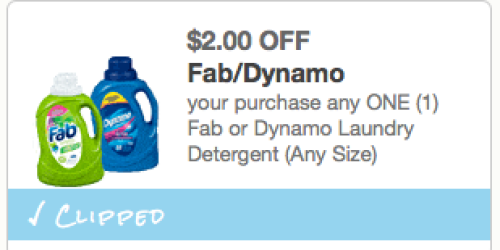 *HOT* $2/1 ANY Fab or Dynamo Laundry Detergent = Fab 32-Load Powder Detergent Only $0.96 at Walmart