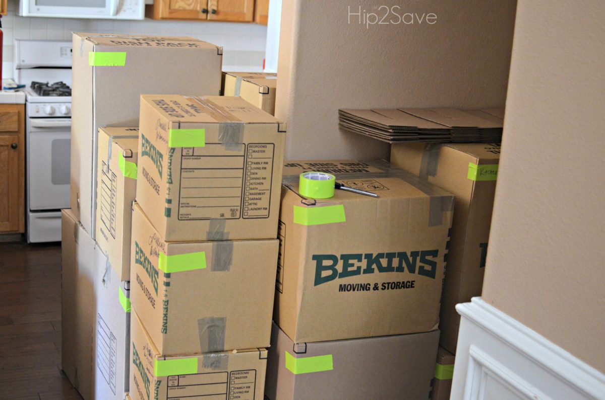 Use a different color duct tape to identify each room's boxes