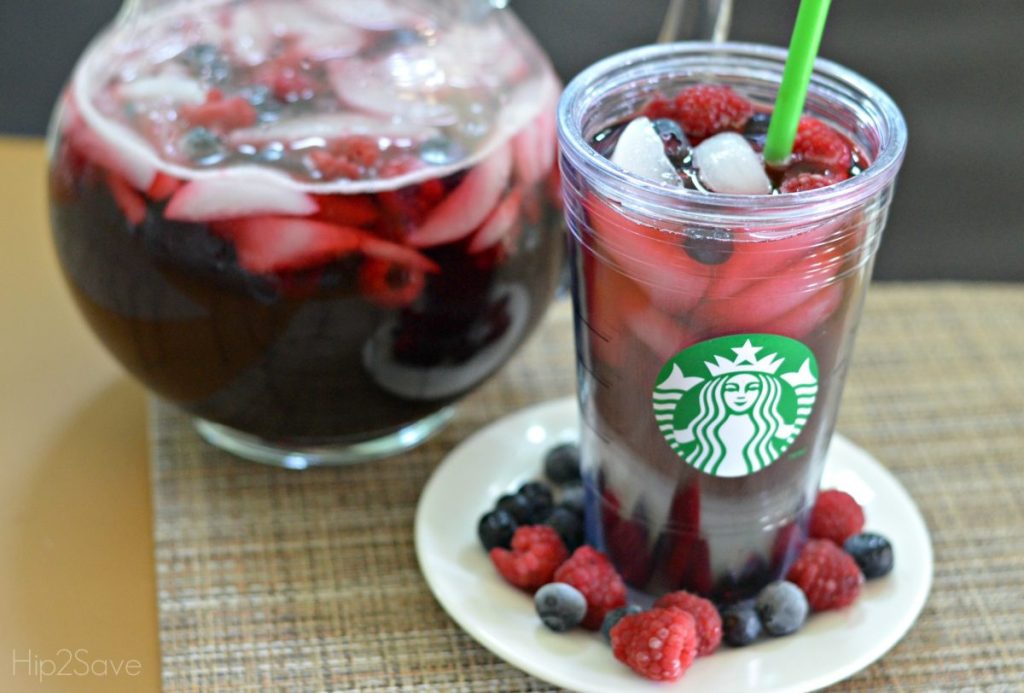 Starbucks inspired tea refresher in cup with berries 