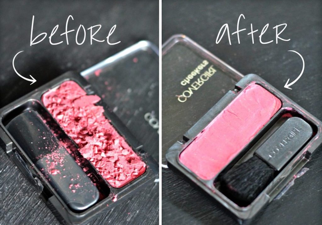 before and after of pink makeup broken vs fixed