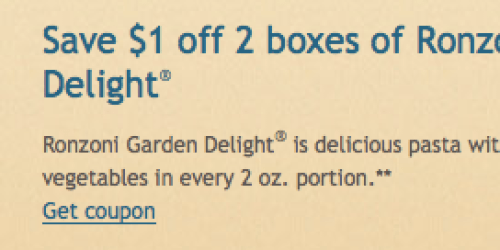 New $1/2 Ronzoni Garden Delight Pasta Coupon = Only $0.38 Per Box at Target