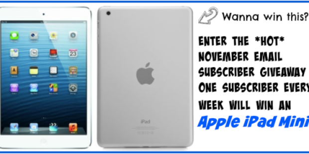 *HOT* Email Subscriber Giveaway – Win an Apple iPad Mini (1 Winner Every Week in November!)