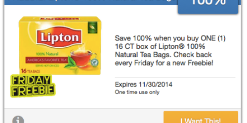 SavingStar: 100% Free Box of Lipton Tea Bags