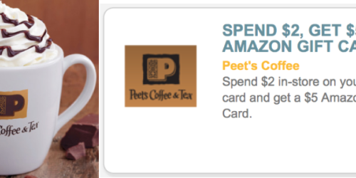 Peet’s Coffee & Tea: Spend $2 In-Store Using Your VISA Card, Get FREE $5 Amazon Gift Card