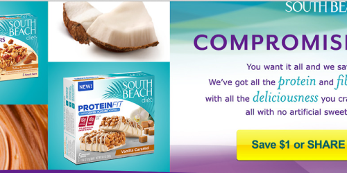 High Value $2/1 South Beach Diet Bars Coupon (When You Share) + Walmart & CVS Scenarios