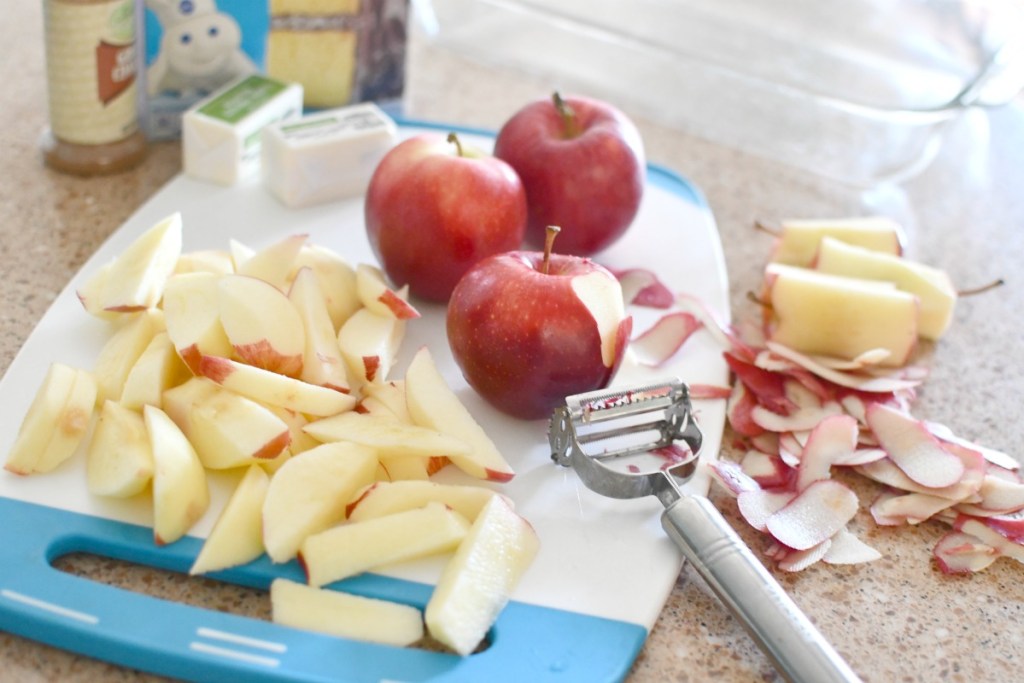 peeling and chopping apples