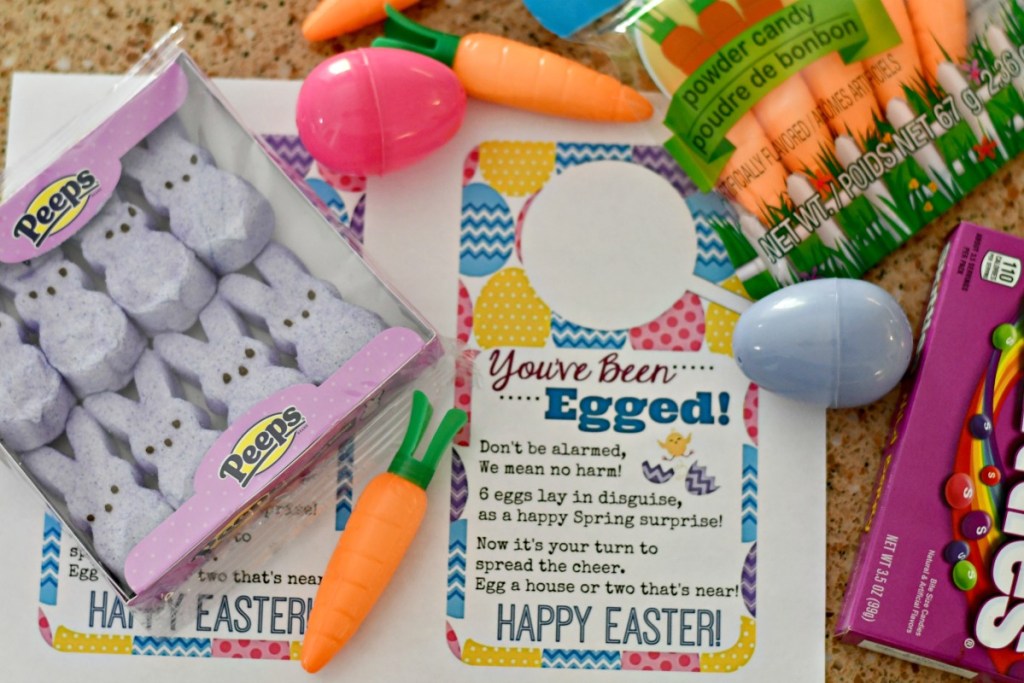 free printable you've been egged with easter candy and goodies on the counter 