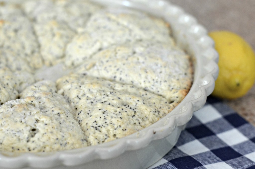 lemon poppyseed scones in a scone pan