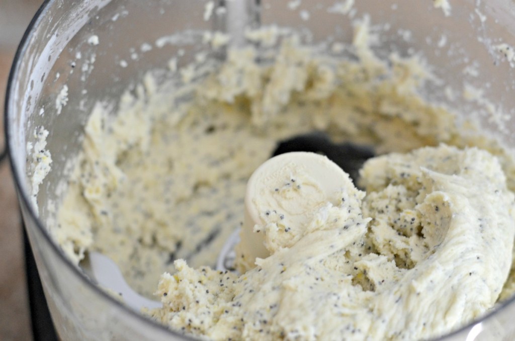 mixing lemon scones in a food processor