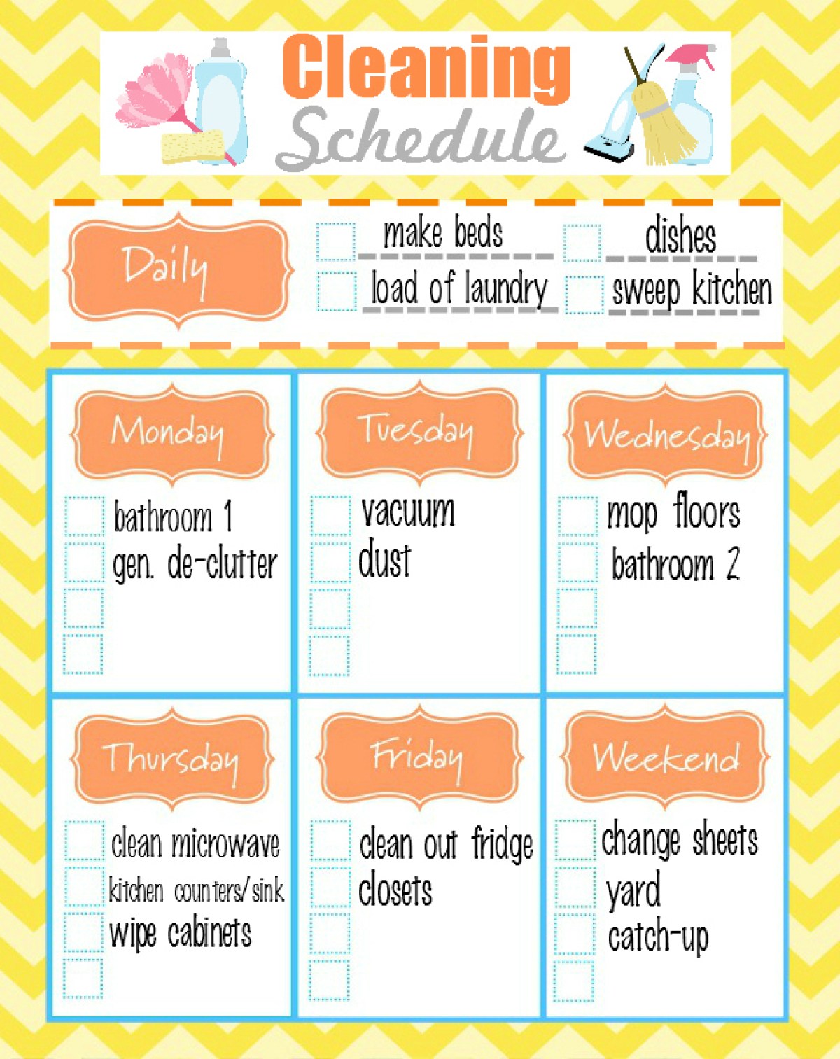 Sample Cleaning Schedule