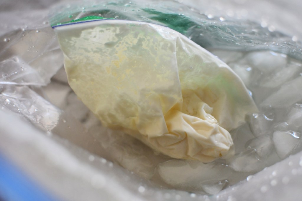 ice cream in a bag after shaking