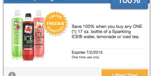 SavingStar: Free Sparkling ICE Water, Lemonade or Iced Tea (Limited Quantity Available)