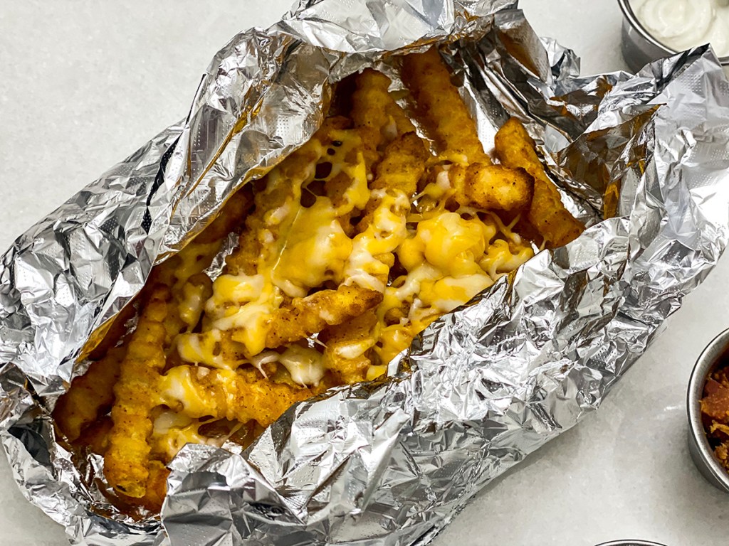 foil packet with cheesy grilled french fries