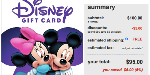 $100 Disney Gift Card as Low as $90.25 Shipped