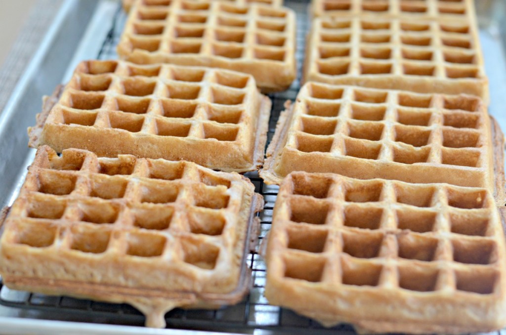 golden brown cooked homemade waffles