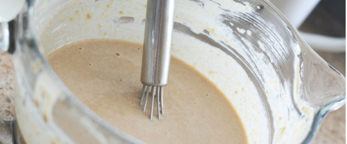 waffle batter in a batter bowl