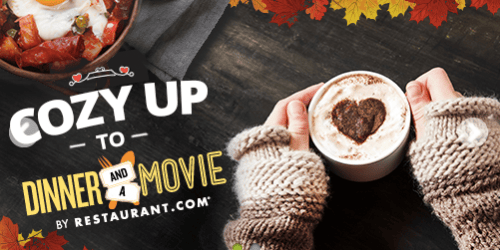 TWO Movie Tickets and $100 Restaurant.com eGift Card Only $30 (Cheap Date Night)