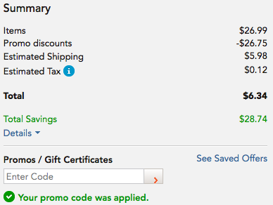 Cart total 