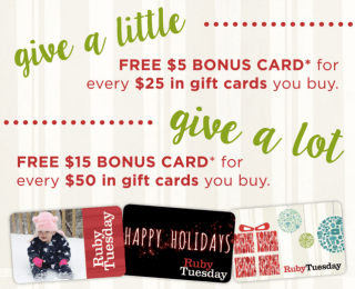 Ruby Tuesday 2015 Gift Card Offer