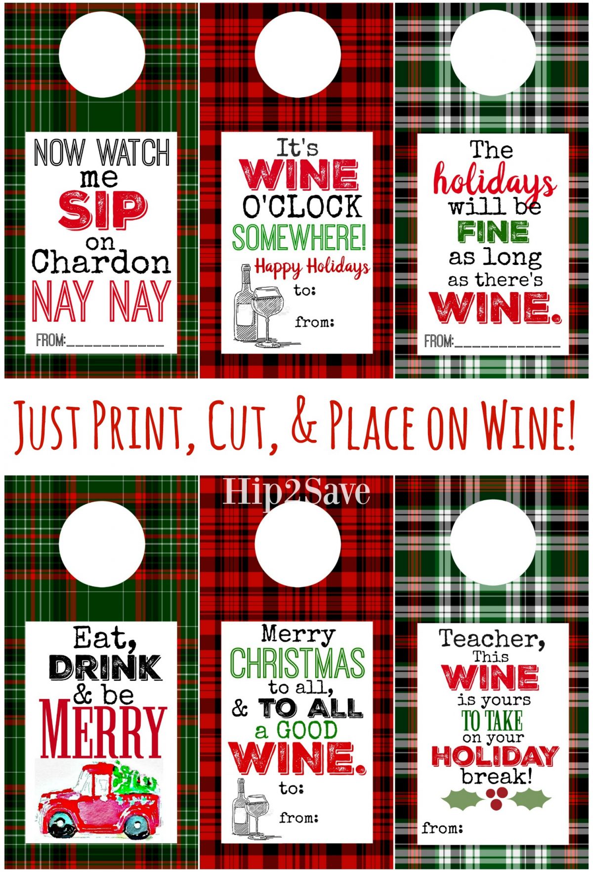 Plaid Wine Labels Free to print on Hip2Save.com