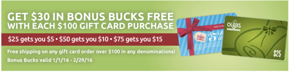 Olga's Kitchen Gift Certificate offer