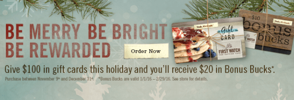 First Watch Gift Card offer 2015