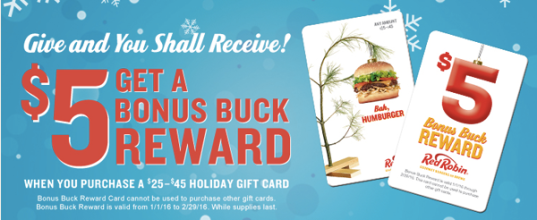 Red Robin Gift Card Offer 2015