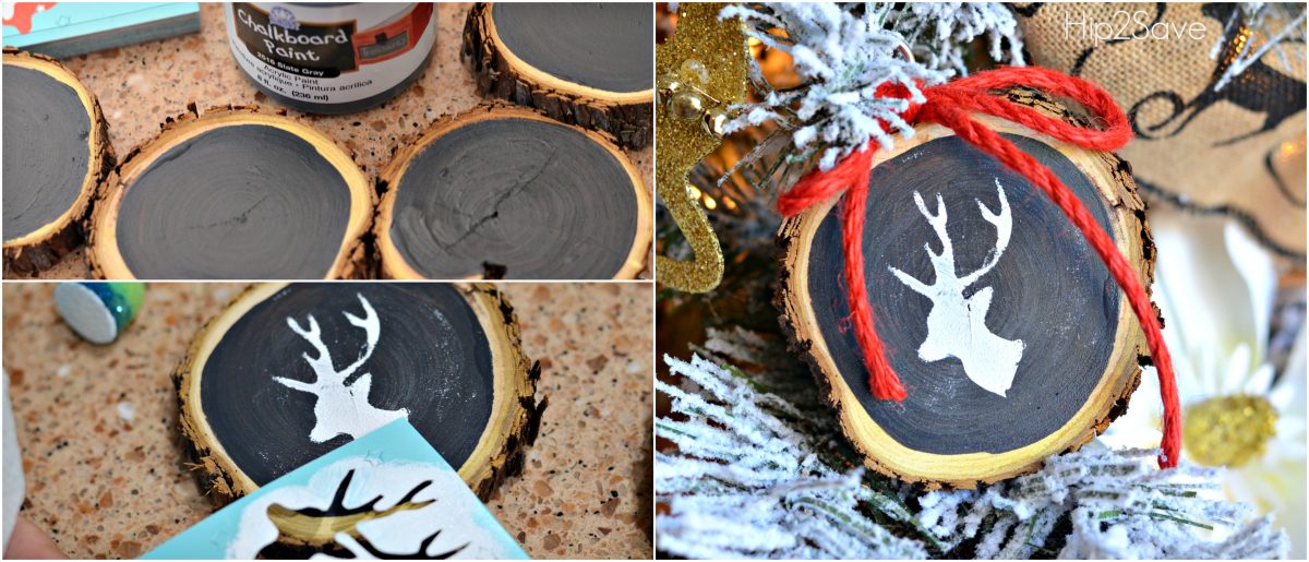 Chalkboard Painted Sliced Wood Ornaments Hip2Save