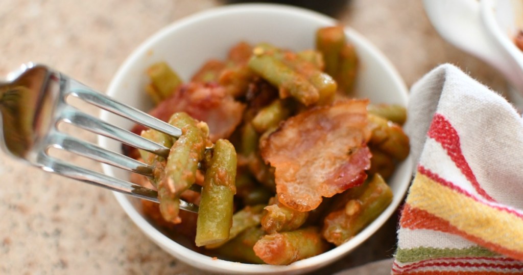 fork with bacon green beans