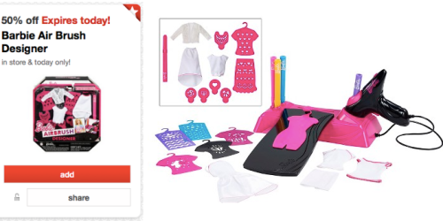 Target Cartwheel: 50% off Barbie Air Brush Designer Station = ONLY $12.49 (Reg. $24.99)