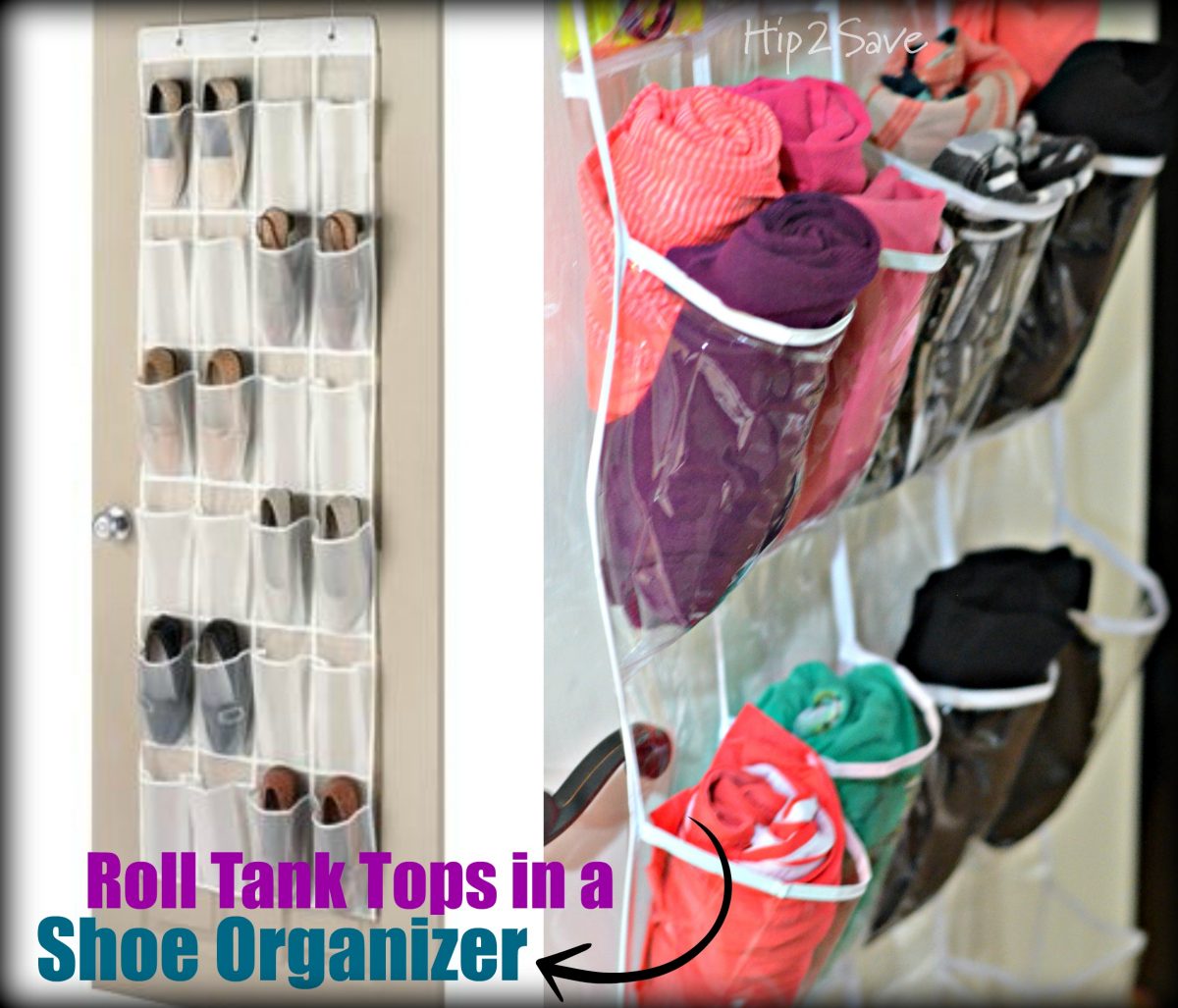 Roll Tank Tops in a Shoe Organizer Hip2Save.com