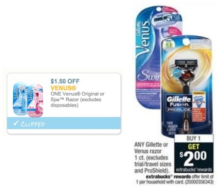 venus razor coupon and CVS sale