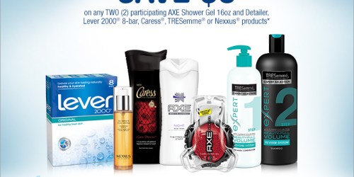 Walgreens: $3/2 Axe, Lever, Caress, Tresemme or Nexxus Paperless Coupons