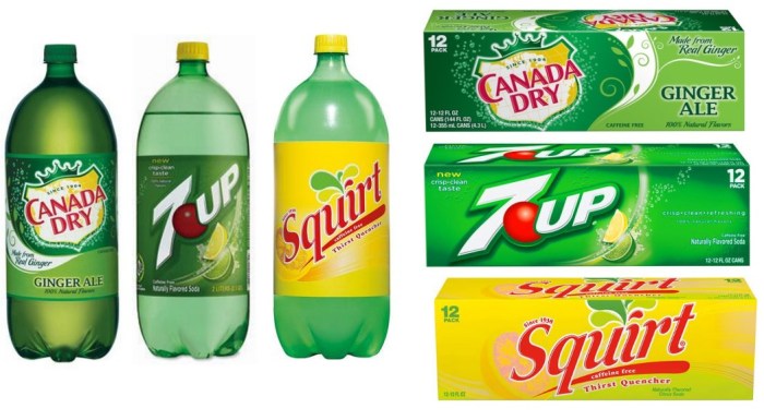 Canada Dry, 7UP and Squirt Sodas
